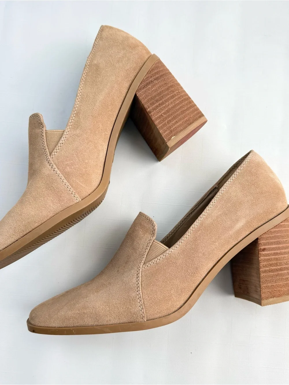 JOIE Wevenly Tan Suede Block Heel Loafer Pumps Size 8